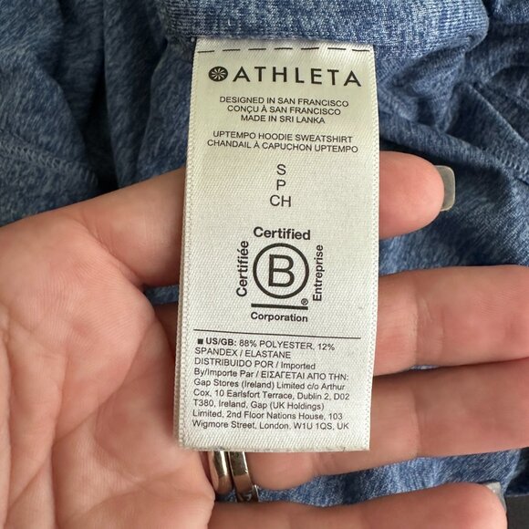 Athleta Uptempo Hoodie Sweatshirt Chrome Blue/ Light Chrom Small #A1157 - Picture 7 of 8